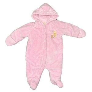 Vintage Y2K Disney Winnie The Pooh Snowsuit One Piece Full Zip 6 Months Pink